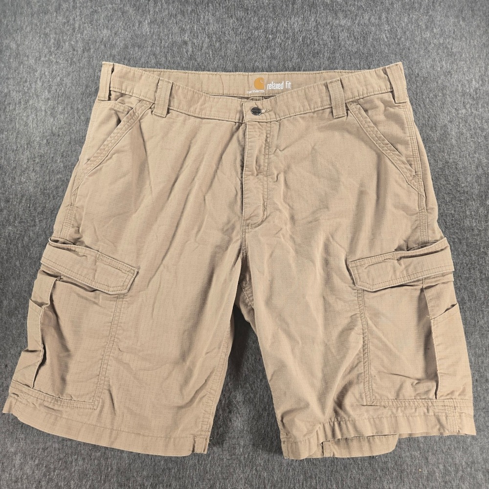 Carhartt Force Broxton Cargo Shorts Mens 40 Tan Relaxed‎ Fit Ripstop 103543-253
